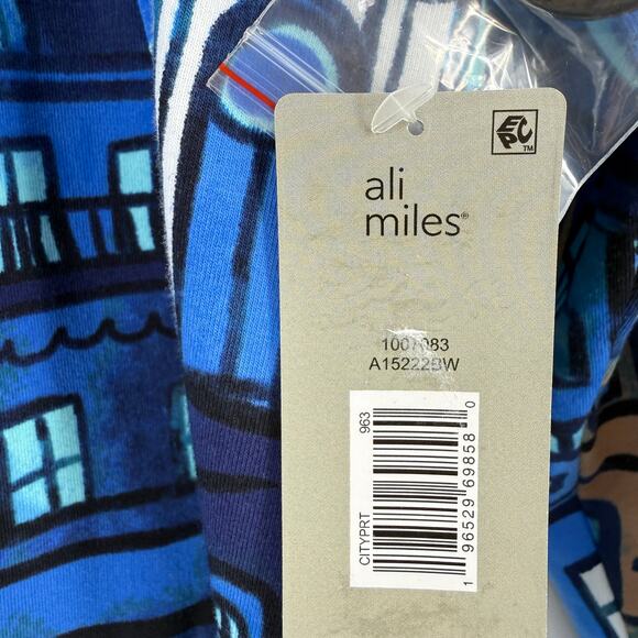 Ali Miles Blue City Print Jacket Womens Plus Sz 2X 3/4 Sleeve Button Front - Picture 6 of 7